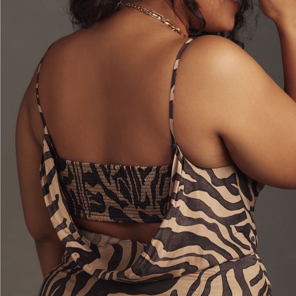 By Anthropologie sleeveless draped back asymmetrical slip midi dress, size 16W - Picture 4 of 7